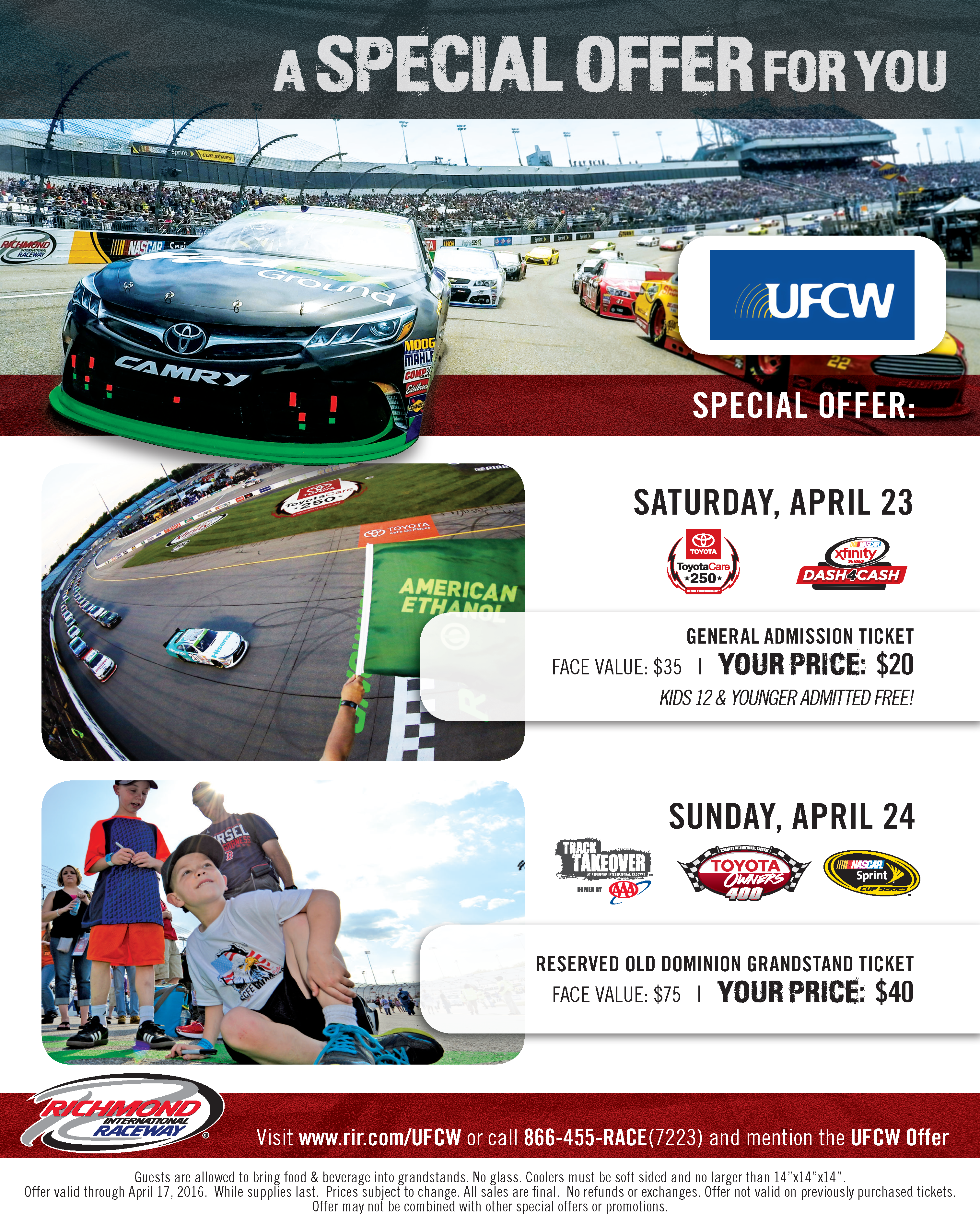 Exclusive UFCW Discounts to Richmond International Raceway: Apr 23-24