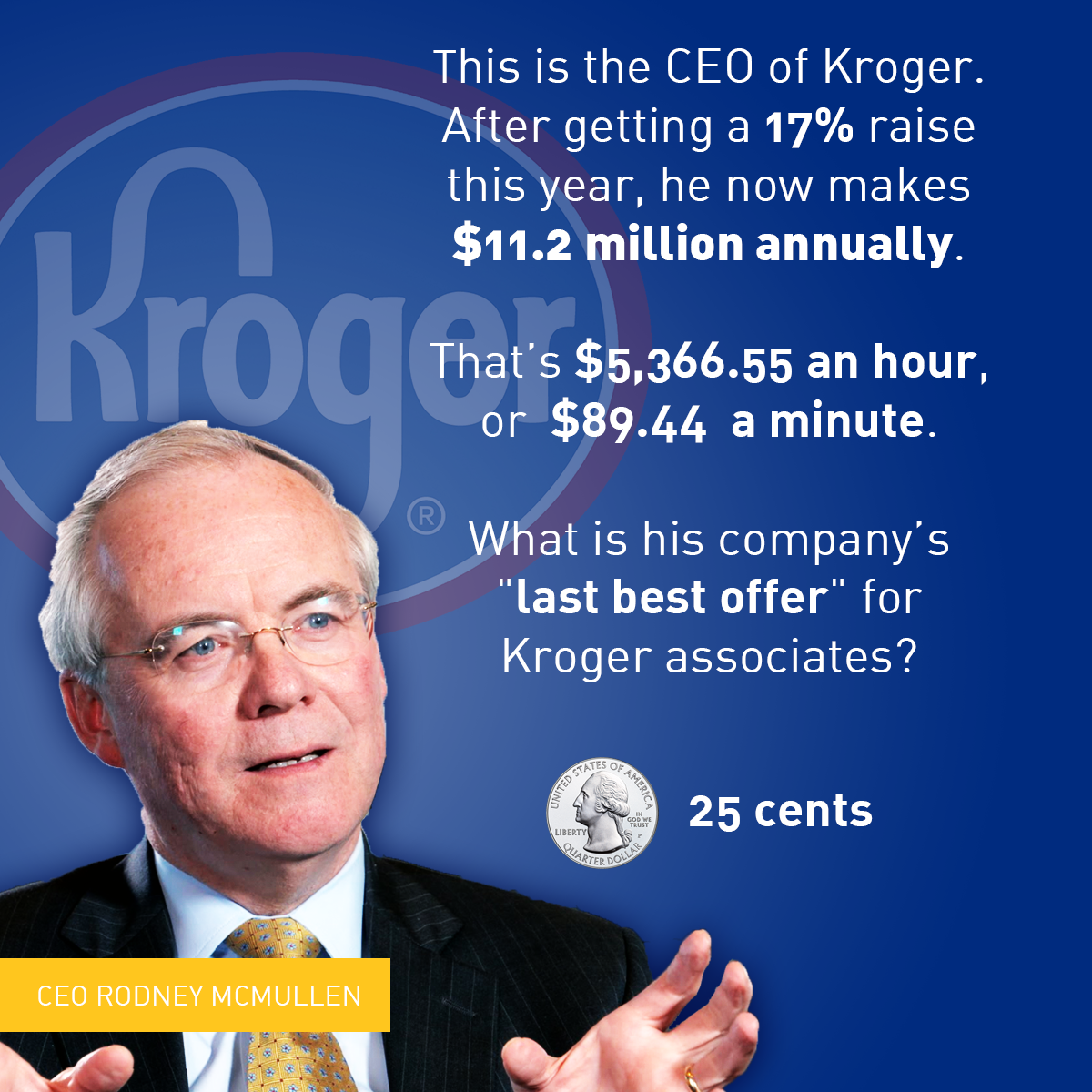 Kroger’s Top Executives Get Millions While Workers Get Quarters