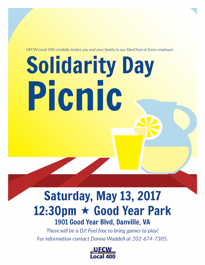 May 13: DanChem & Ennis Solidarity Picnic