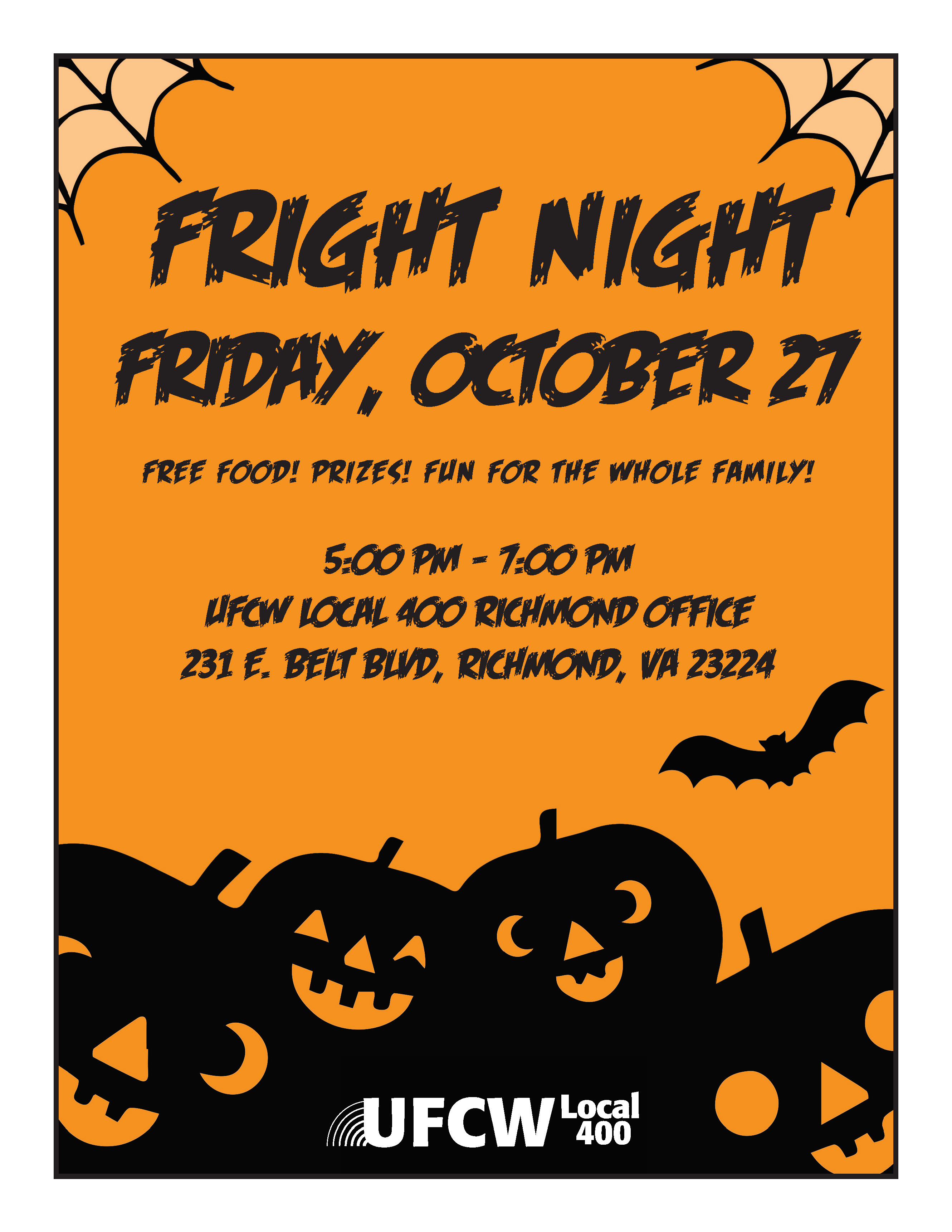 October 27: Fright Night at the Richmond Local 400 Office!