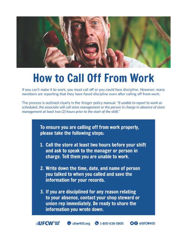 How to Call Off From Work at Kroger UFCW Local 400