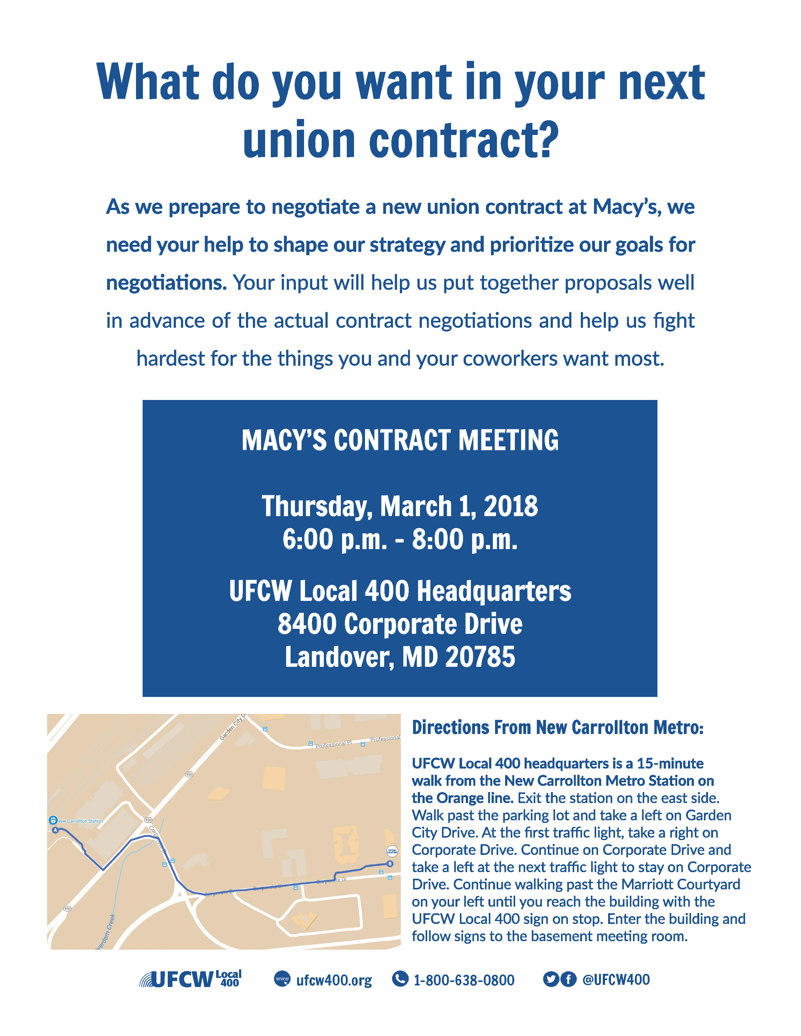 March 1st Macy's Union Contract Meeting UFCW Local 400