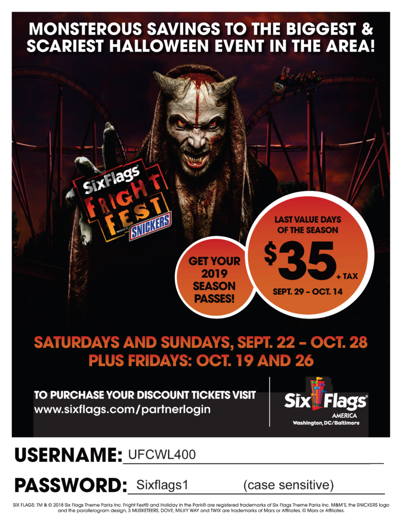 Union Member Discounts To Six Flags Fright Fest UFCW Local 400