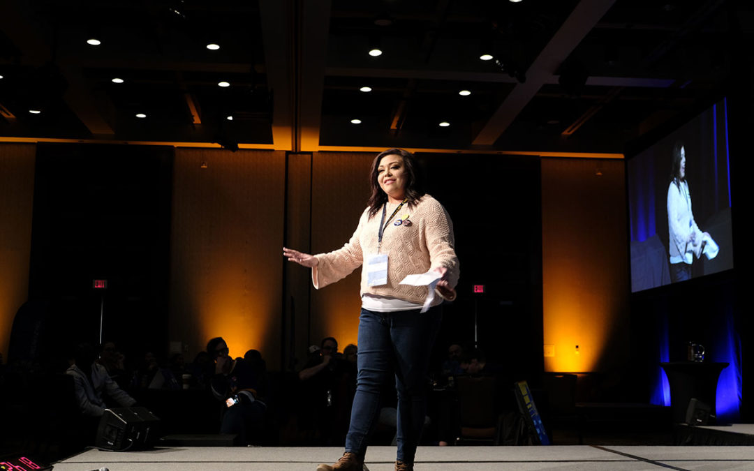 Courtney Meadows, a Kroger shop steward in West Virginia, spoke to hundreds of attendees at the UFCW Local 401 Members’ Conference in Alberta.